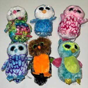LOT of 6 TY Beanies OWLs Birds